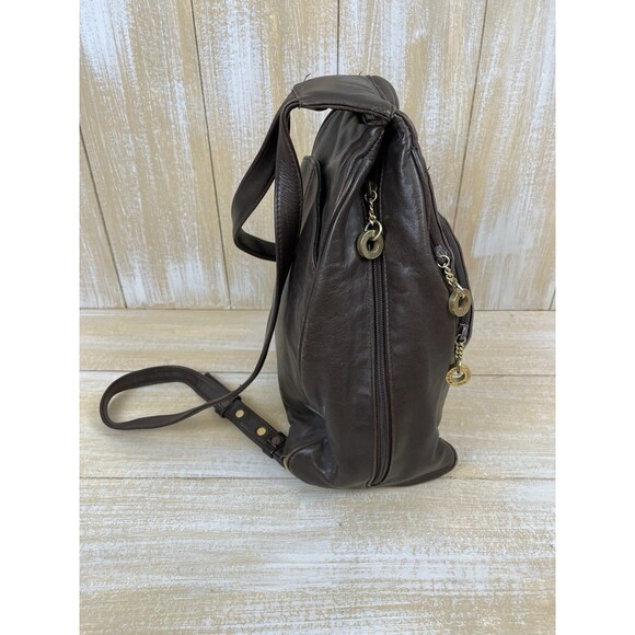Perlina NY Women\'s Small Brown Adjustable Strap Multi-Pocket Leather Backpack main image 11
